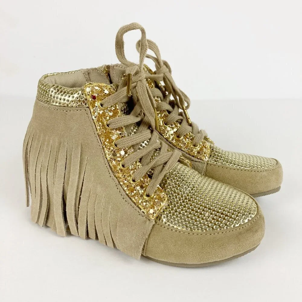 Joyfolie Toddler Felicity Fringe Sneaker Booties Sz 8